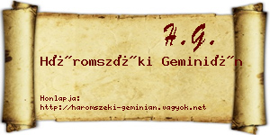 Háromszéki Geminián névjegykártya